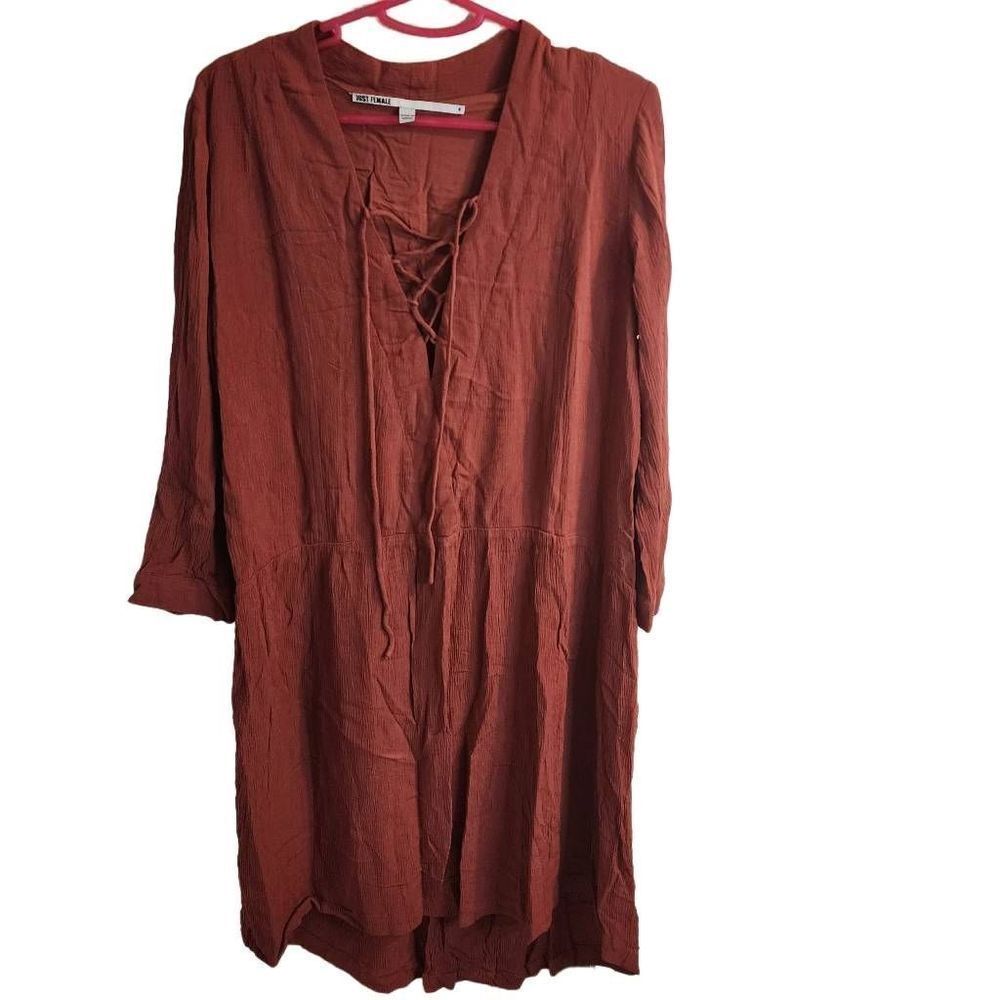 Anthropologie Just Female Womens Rust Strappy Midi Dress Size M